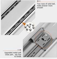 (2-Pk) Lontan Ball Bearing Extension Drawer Slides 18″ Silent, Stable (F5)