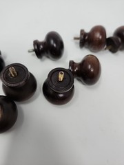 8 Cabinet Drawer Chestnut Wooden Pull Knobs Handles Dark Brown w/ Screws 1.25″