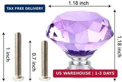 12 Pcs 30mm Diamond Shape Crystal Glass Cabinet Knobs with Screws Drawer Knob Pu