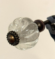 Vintage Antique scallop Glass And Brass Bronze metal Decorative Door Knob pull