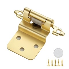 10 Pack 5 Pairs 3/8 Inch Insert Kitchen Cabinet Hinges Satin Brass Gold