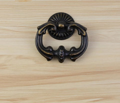 MY MIRONEY 2 Pack Vintage Cabinet Handles, Oil Rubbed Bronze Ring Drawer Pulls,