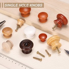 8pcs Wooden Knobs 37mm/1.5″ Mushroom Shape Single Hole Drawer Khaki