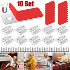 10 Sets Ultra-thin Invisible Punch-Free Magnetic Door Cabinet Closer Stoppers