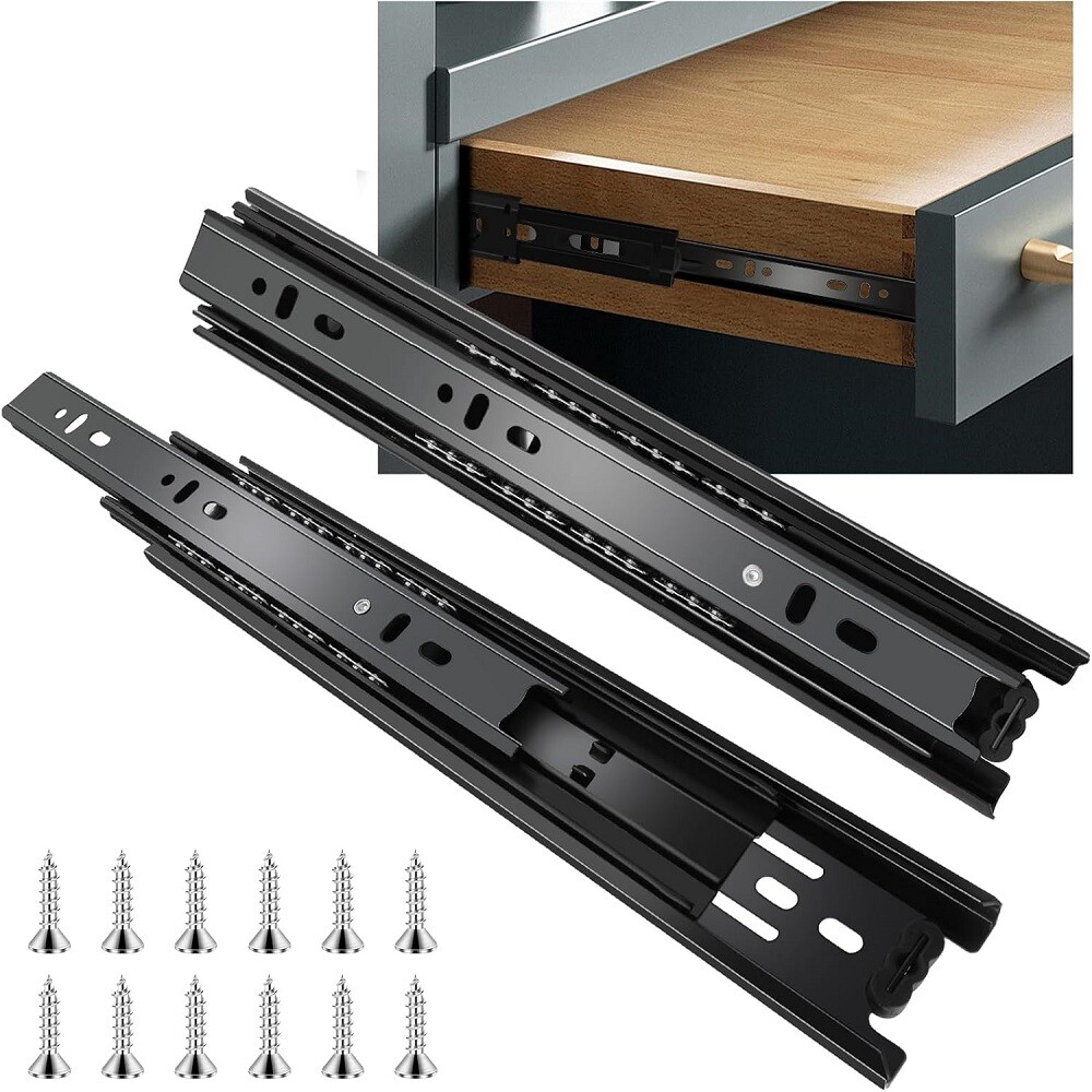 1/5/10 Pairs Full Extension 100-lb Ball Bearing Drawer Slides 10″-20″ Black