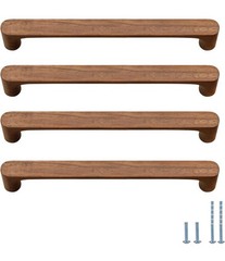 Walnut Wood Round 5 in 4 pcs Wooden Drawer Pulls Handle cabinets Kitchen Brown