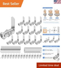 Essential 15-Pack Cam Locks with Keys, 1-1/2” Waterproof Security Solution