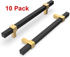 10 Pack Black and Gold Cabinet Handles Cabinet Pulls 5 inch Brass Drawer Pulls