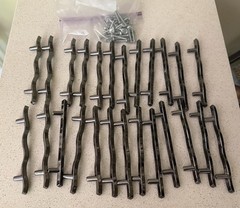 Lot of 25 Vintage Modern Wavy Cabinet Pulls Handles Gunmetal Gray Chrome
