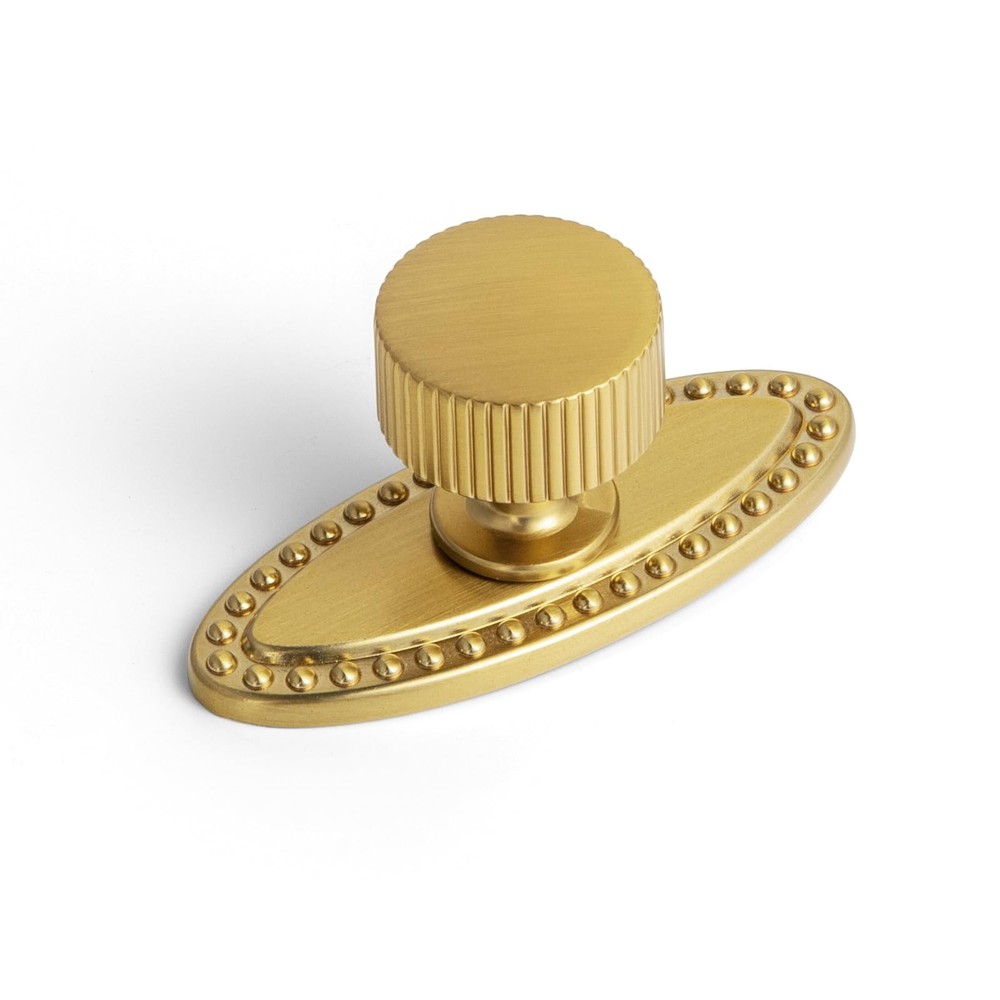 Brushed Gold Zinc Alloy Cabinet Knob with Backplate – Single Hole Center Cabi…