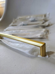 Gold Brushed Modern Metal Cabinet Handle Pulls, w/ Screws 10 Pack