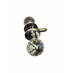 Faceted Crystal Glass Door Knobs with Polished Chrome Hardware Set Interior