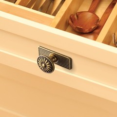 2 Pack Vintage Antique Brass Sunburst Cabinet Knobs with Linear Backplate – O…