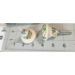 Ceramic Drawer Pulls 26pc Set Floral Bird Boho Cream Green Red cottegecore