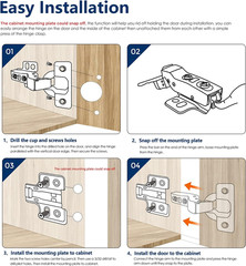 Ravinte 60 Pack 30 Pairs European Kitchen Cabinet Hinges Soft Close Half Overlay