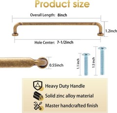 7-1/2 Inch(192mm) Hole Center Antique Brass Zinc Alloy Solid