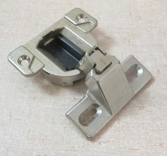 Blum COMPACT 110° Hinge 30.310-11.02 Nickel w/ 130.110-01.26 Base Plate 5/8″ OL