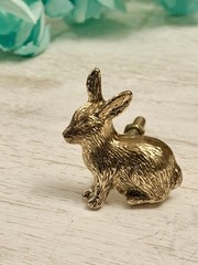 Metallic Rose Gold BUNNY RABBIT Metal Knob Drawer Pull Animal Nature Nursery NEW