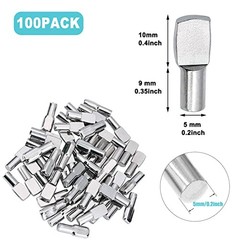 5mm Nickel Plated Shelf Support Pegs 100 Pcs for Closet Bookshelf