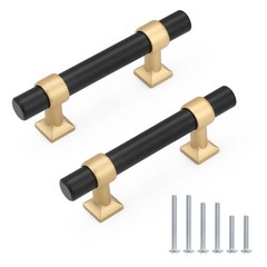 Knobelite 20 Pack Black Cabinet Pulls 2.5 Inch Hole Centers Gold Champagne T Han