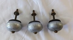 Silver Gray Round Knobs Pulls Iridescent Swirl Vintage Inspired Metal Center 3