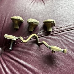 3 VTG Keeler Brass Leaf Knob Drawer Pull Verdigris Green 1.25″ Cottagecore Ivy+
