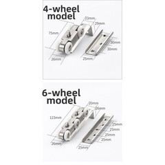 Stainless Steel Sliding Door Wheels 4 pcs with Individual Bearings Nylon Pulley