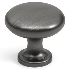 10 Pack Antique Pewter Cabinet Pulls and Knobs 1.15 Inch Round Silver
