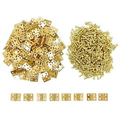 100Pcs Mini Brass Hinges Hardware Small Tiny Hinges for Miniature Furniture W…