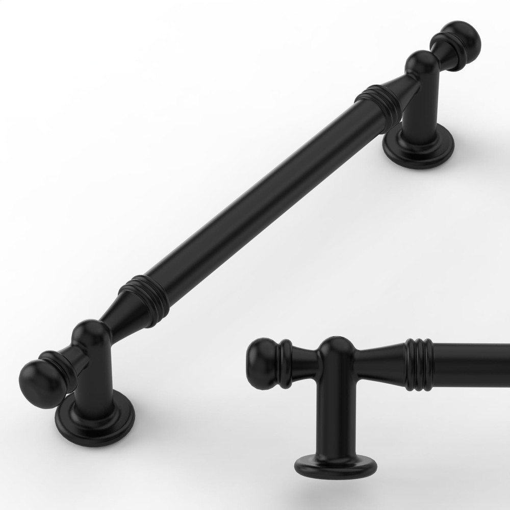 10 Pack Matte Black Cabinet Pulls 5 Inch(128mm) Hole Center Drawer Pulls Cabi…