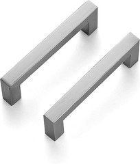 11 Satin Nickel Square Cabinet Pulls – 3.75″ (96mm) Hole Spacing Modern Kitchen