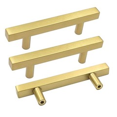 Goldenwarm 10 Pack Gold Cabinet Handles 3-3/4″(96mm) Brushed Brass Cabinet Pu…
