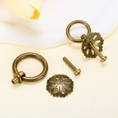 4Pcs, 0.98″ Brass Drawer Pulls and Knobs w/ Screws Hollow Flower Bronze