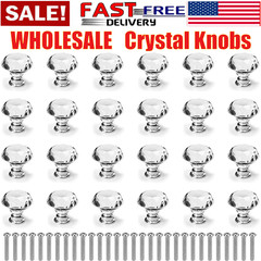 Crystal Glass Cabinet Knob Diamond Shape 30mm Drawer Cupboard Handle Pull Lot US