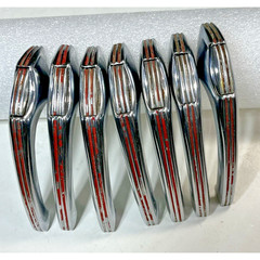 7 Vintage Chrome Cabinet Door Thumb Latch Push Button Handle Retro Art Deco