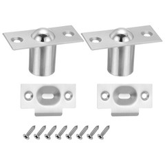 2 Pack Large Closet Ball Catch Door Hardware with Strike Plate & Screw, Silver