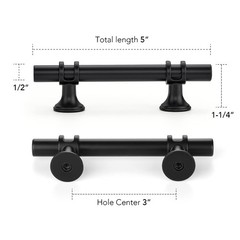 25 Pack Cabinet Handles Black Cabinet Pulls, 3 Inch Hole Center