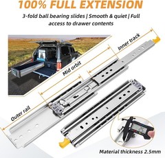 Alloy Steel Drawer Slides with Lock – 500 lb Capacity, Side Mount Installation