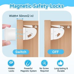 10 Pack Magnetic Cabinet Locks for Child Safety, Drawer Baby 10, White