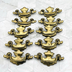 Vintage Chippendale Batwing Brass 4.75” Drawer Pulls w/3″ Mounting Lot of 10
