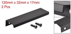 Edge Pull Handle 120mm/4.7 Inch Aluminum Alloy Cabinet Pull Black 2Pcs