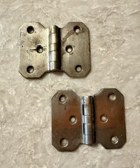 Vintage Nickel Over Brass Non Mortise Cabinet Hinges Pair 3-1/4” x 2-3/4”