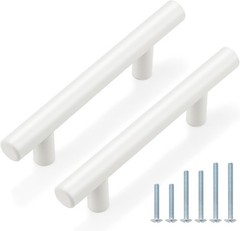 Sleek White 3 Inch T Bar Handles – 5 Pack Stainless Steel Kitchen Cabinet Pulls