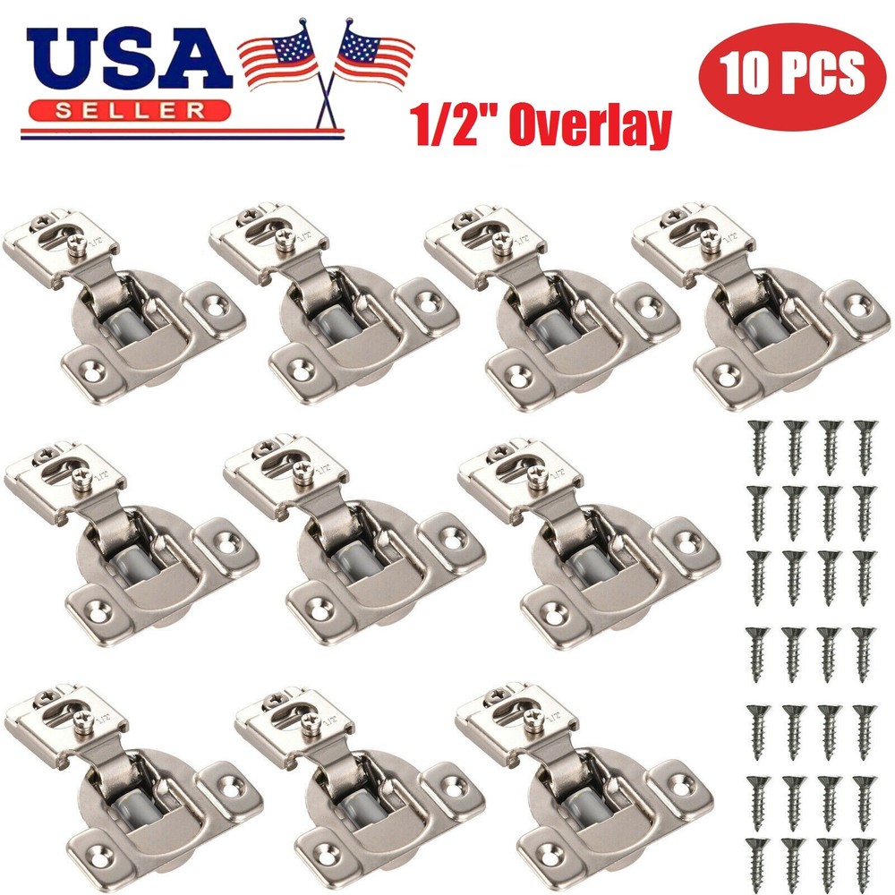 10 Pack 1/2″ Overlay Soft Close 105° Compact Kitchen Cabinet Door Hinge Hardware