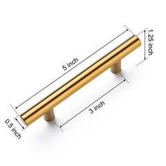 Aegero 10 Pack Brushed Brass Cabinet Pulls, 5~Inch, 3~Inch Hole Center