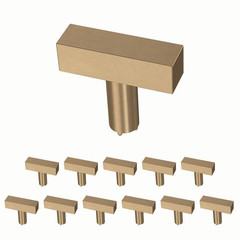 (12-Pack) Square Bar 1-1/2 In. (38 Mm) Modern Champagne Bronze T-Shaped Bar Cabi