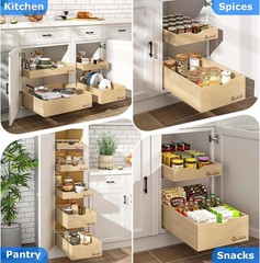 Birchwood Pull-Out Cabinet Drawers, 26″ W x 21″ D Pull Out Cabinet Organizer,…