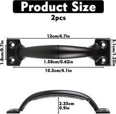 2 Pcs 5″ Garage Door Handles Black – Iron Hardware Outdoor Handle Pull | Small