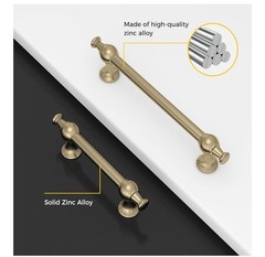 Rergy 10 Pack Cabinet Drawer Handle Pulls 5″ Hole Centers Brushed Brass Hardware