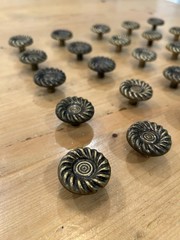 Vintage Cabinet Knobs Antique Brass Finish – Set of 26